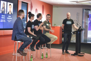 The Roadshow, at 2 Holt Street Press Hall, on 09.08.2018
 
News Bolt team photo - News and Slingshot staff in their News Bolt t-shirts


Ben hutt chief program director slingshot accelerator ; 

Lauren Devine program manager  slingshot accelerator ;

Alex Plummer - Corporate Development Manager, News Corp

Alexis soulopoulas ceo &amp; co-founder Mad Paws

Michael Wilkins - Managing Director NSW, News Corp 


(Daily Telegraph/ Flavio Brancaleone)